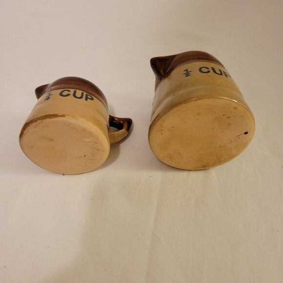 Vintage Brown Pottery Mearsuring Cups Half Cup and Quarter Cup - Picture 6 of 7